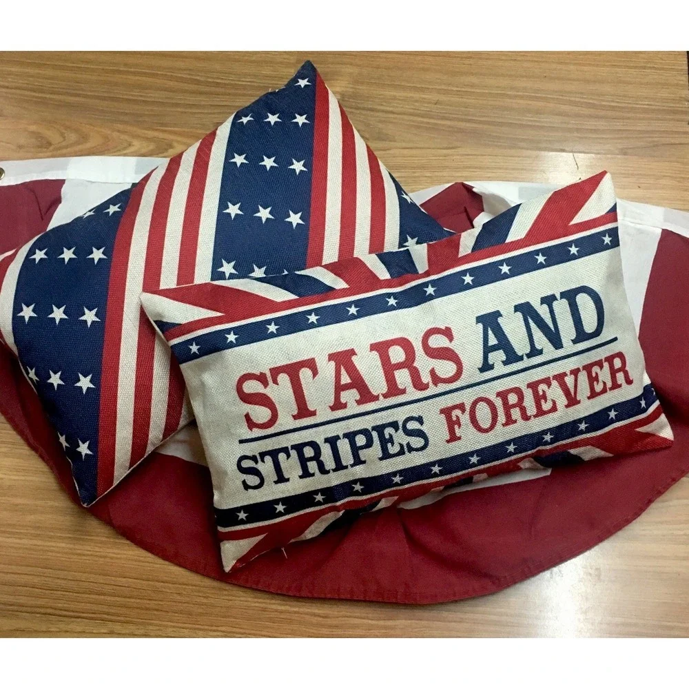 4th‎ of July Patriotic Stars & Stripes America Throw Pillow Covers Only 12